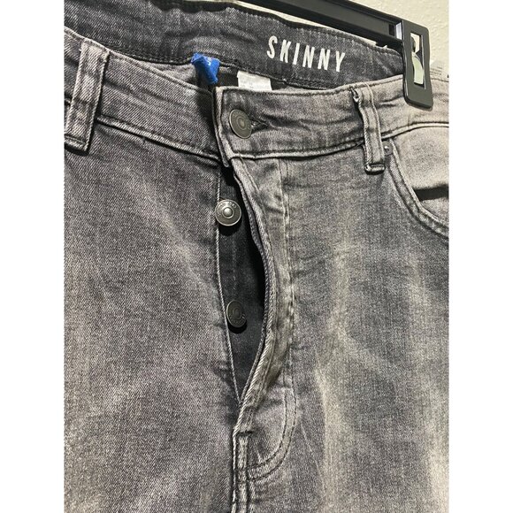 H&M Divided Skinny Jeans Mens 36 Gray Washed Biker Moto Ribbed Stretch Denim - Picture 5 of 13